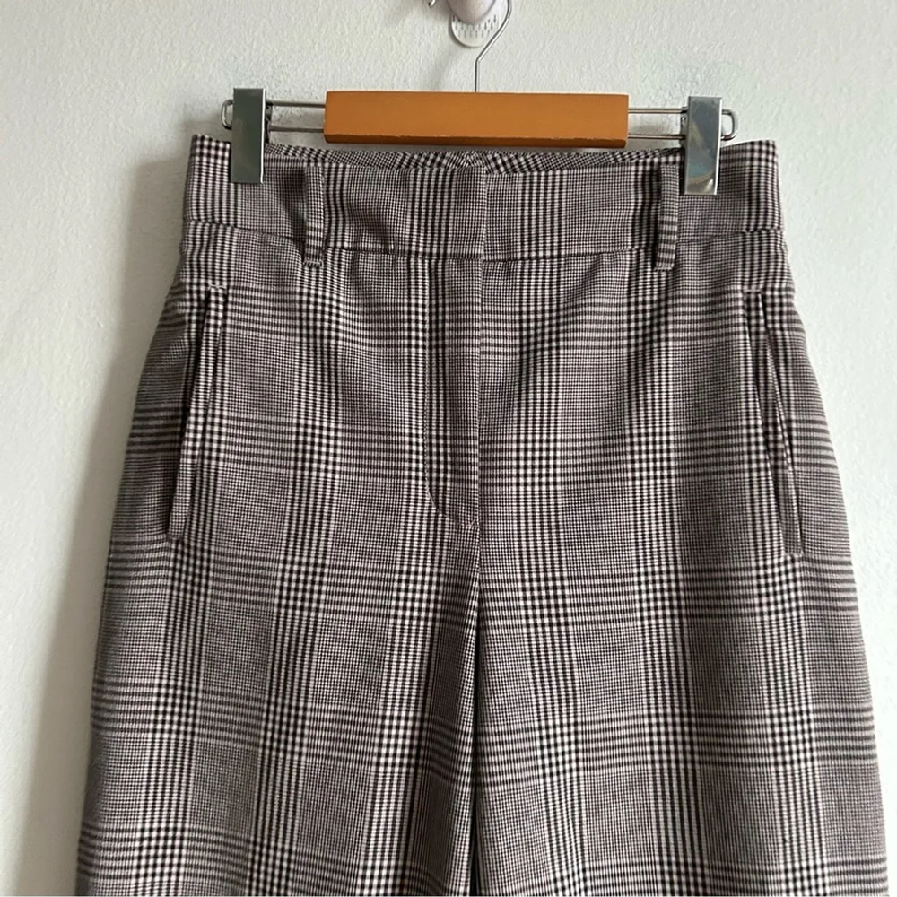 Aritzia Wilfred Sz 6 Tie Front Grey Plaid AcademiA Ankle Tapered Pants - Picture 7 of 13